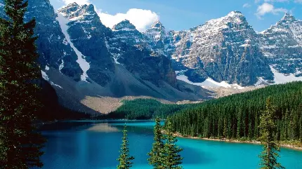 عکس بسیار زیبا از کوه و کوهستان های بهاری و برفی با درختان بسیار زیبا 