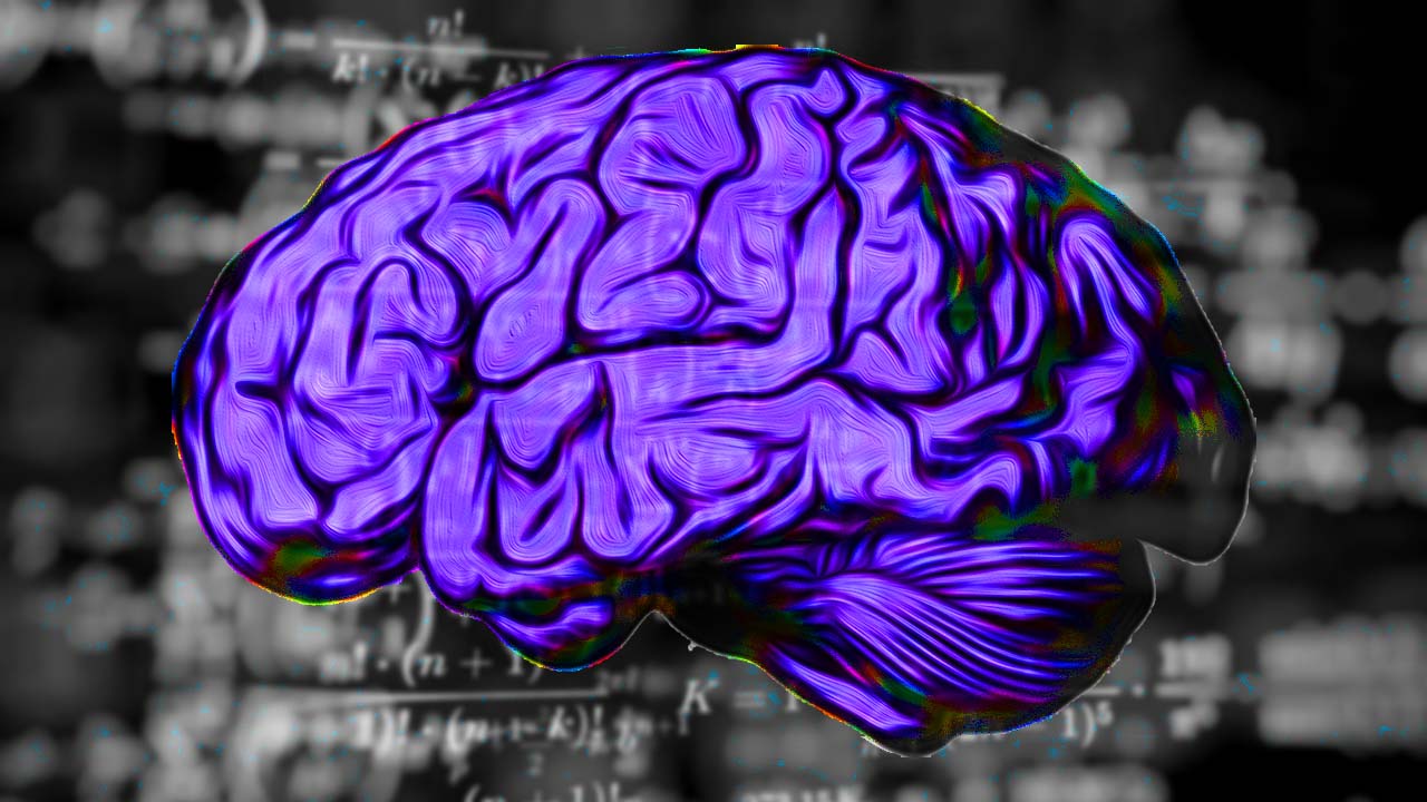 عکس مغز آبی رنگ با پس زمینه تیره