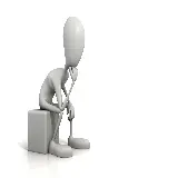 چاپ قاب موبایل و گوشی عکس آدمک متفکر در حال فکر جدا شده بر روی زمینه سفید
