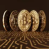 چاپ قاب موبایل و گوشی تصویر پس زمینه با مفهوم کریپتوکارنسی و سکه بیت کوین BTC