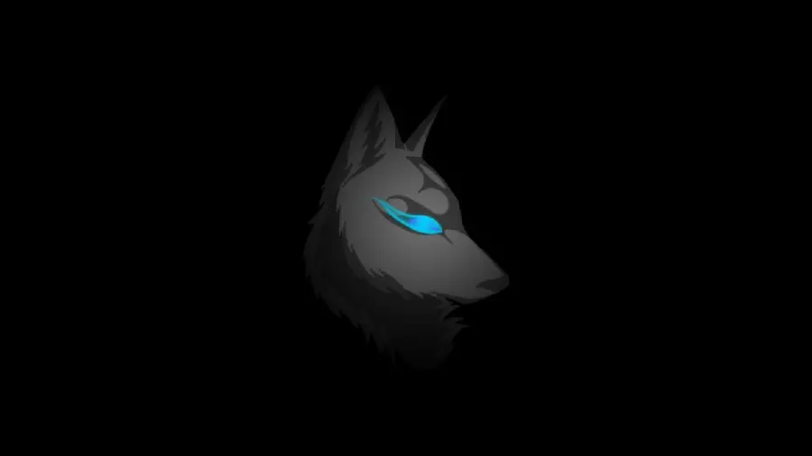 دانلود تصویر فانتزی نامعلوم از گرگی با چشمی آبی روشن در تاریکی شب