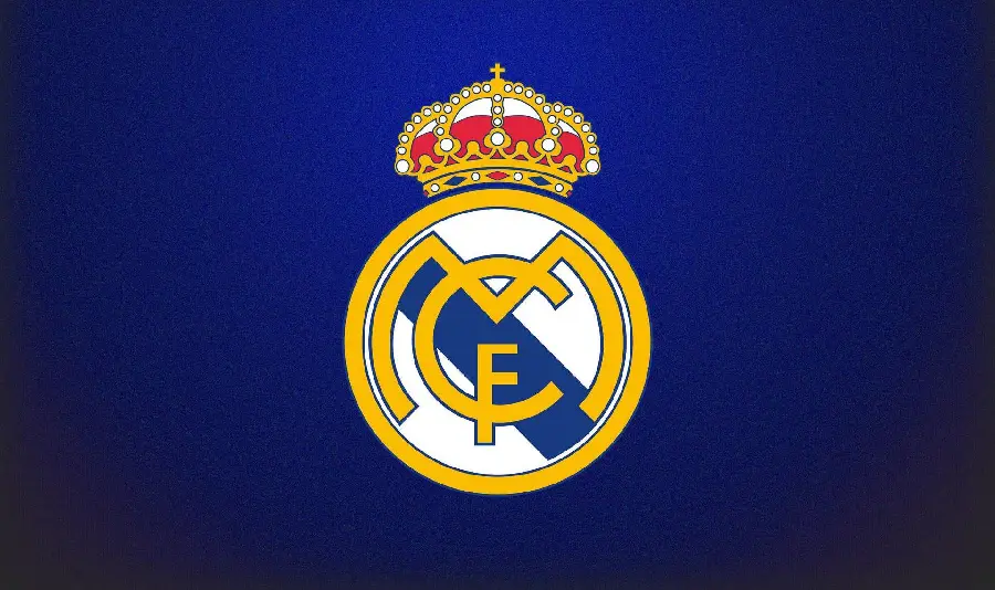 تصویر آرم زیبای رئال مادرید در زمینە آبی رنگ مناسب موبایل