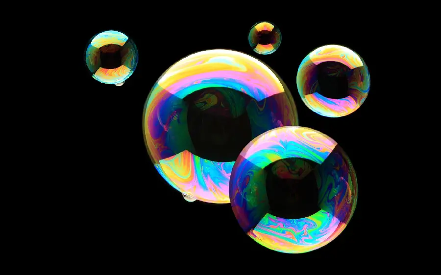 تصویر دیجیتالی جدید با طرح حباب های خوشرنگ و زمینه مشکی 