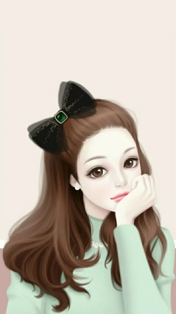 دانلود پوستر قشنگ از دختری با کش موی سر پاپیونی و لباس سبز دخترانە