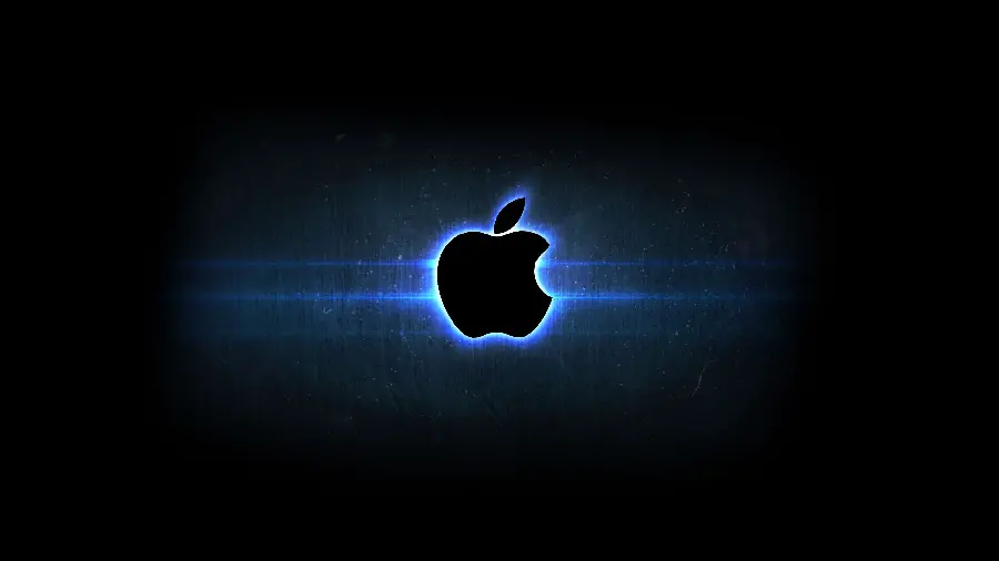 عکس فانتزی استوک براق آبی رنگ از سیب گاز گرفتە اپل با سە طیف نور عبور دادە شدە از کنارش