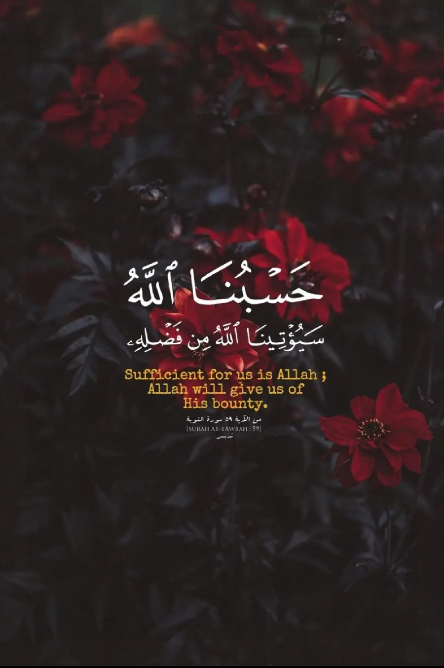 دانلود عکس الله آیه قرآن با گل قرمز با کیفیت hd