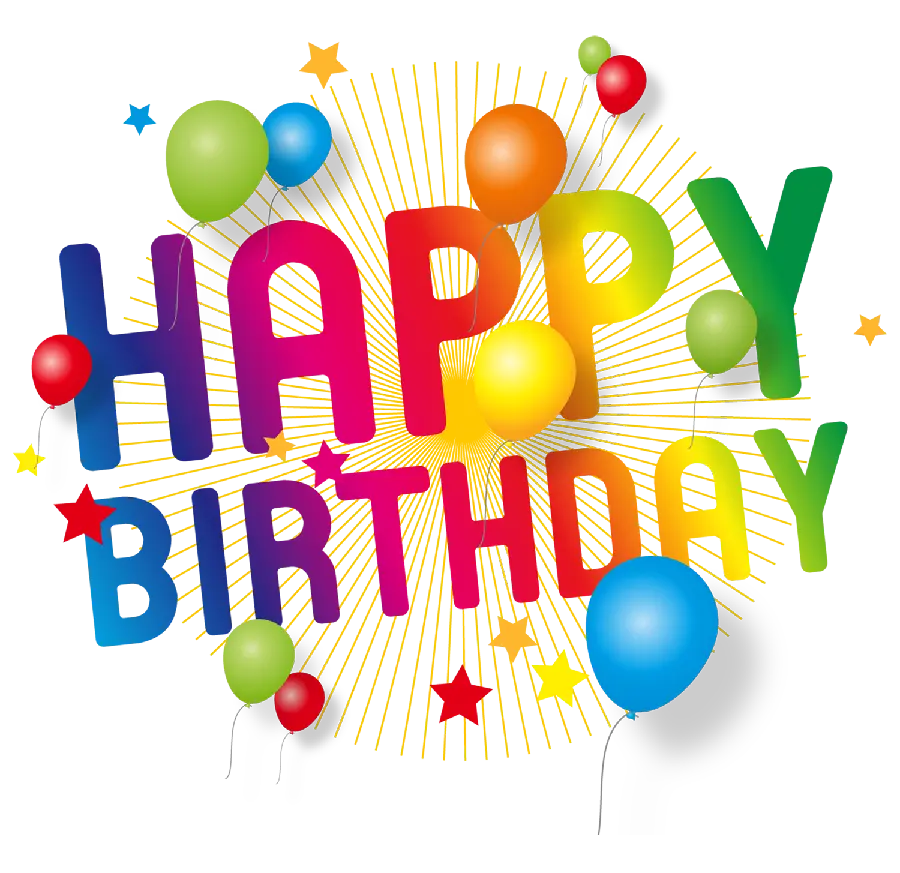 دانلود PNG خوشگل تولد با تیتر Happy Birthday رنگین کمانی