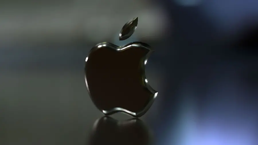 عکس مصنوعی مشکی از لوگوی سیب گاز گرفتە اپل در زمینە مات باکیفیت بالا