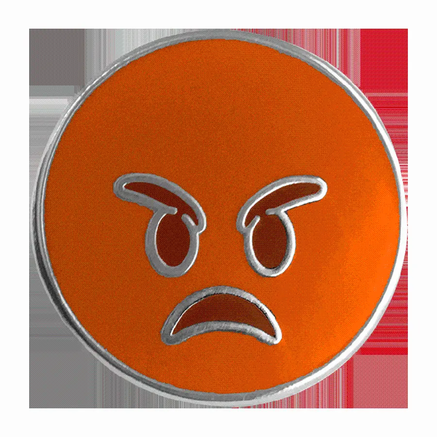 عکس ایموجی عصبانی قرمز رنگ با حاشیه نقره ای برای پروفایل 
