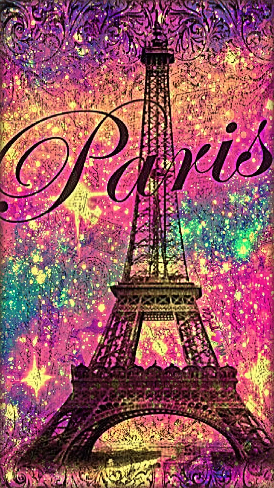 والپیپر اکلیلی و رنگارنگ برج ایفل PARIS برای گوشی آیفون 