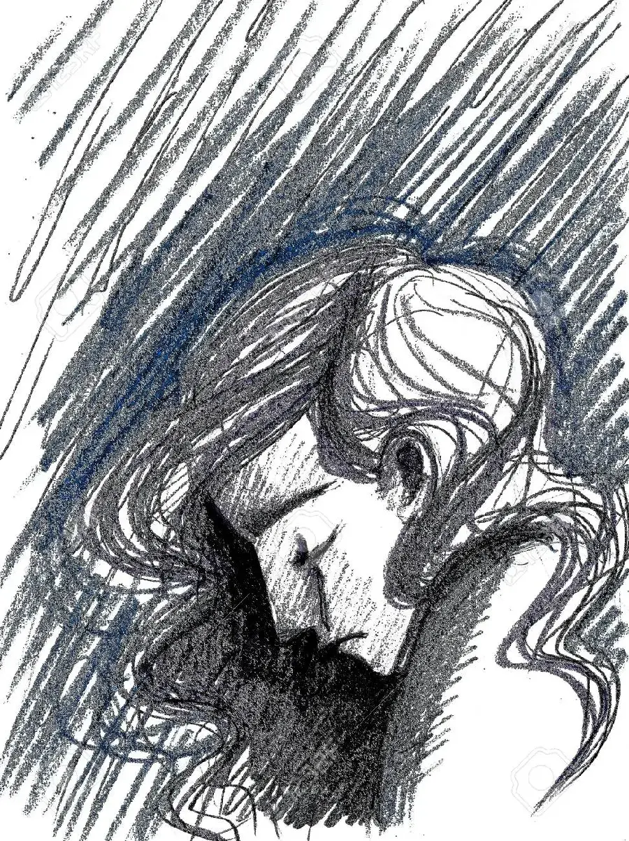 عکس وکتور دیدنی از دختر غمگین و تنها برای الگوی نقاشی 