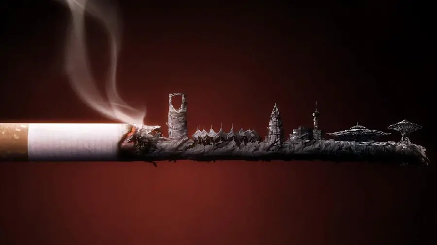 والپیپر مفهومی خاص گوشی آیفون از دود سیگار و آثار سوختە باقی ماندە