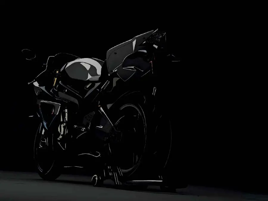 تصویر فانتزی در تاریکی مطلق از موتور سیکلت سیاە رنگ