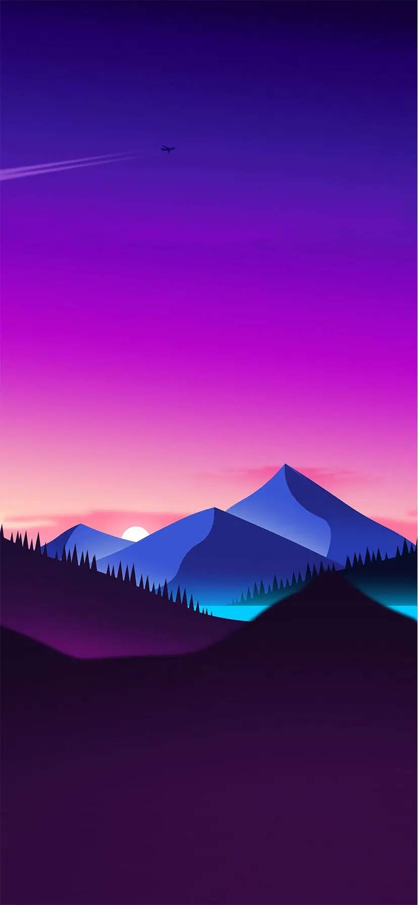 دانلود تصویر فانتزی باکیفیت HD از طبیعت کوهستان آبی رنگ و دشت مناسب گوشی اندروید سامسونگ