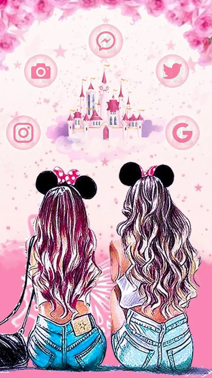 معروف ترین عکس زمینه دیجیتالی گوشی با طرح BFF با تم صورتی