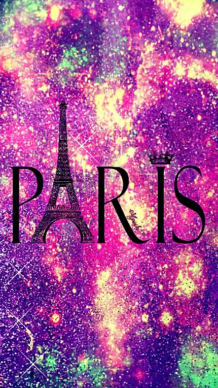 عکس زمینه پاریس و برج ایفل با تم صورتی و بنفش اکلیلی 