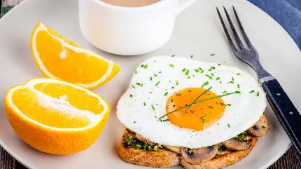 عکس پرتقال و نیمرو برای صبحانه