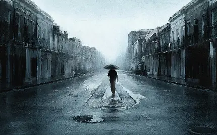 تصویر غمناک از رفتن در هوای بارانی برای پروفایل شکست عشقی 
