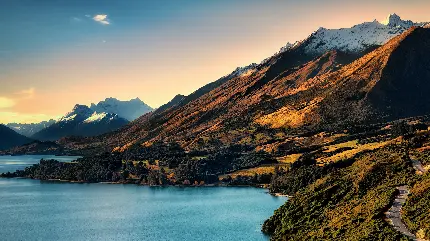 دانلود والپیپر دریاچه رویایی نیوزلند با کیفیت 9K برای لپ تاپ