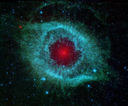 عکس استوک دلنشین از سحابی چشم خدا با تم رنگی قرمز و سبزآبی