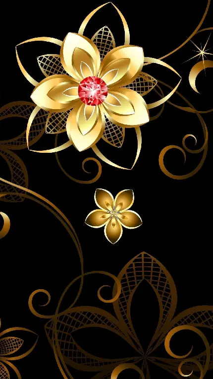 دانلود پوستر دلپذیر از دو گل طلایی با یک ستارە نورانی و نقوش