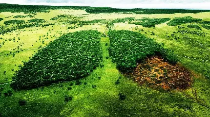 دانلود بک گراند خاص لپ‌تاب از دو شش سبز رنگ ریە‌های تنفسی جهان یعنی رودخانه آمازون در حال نابودی