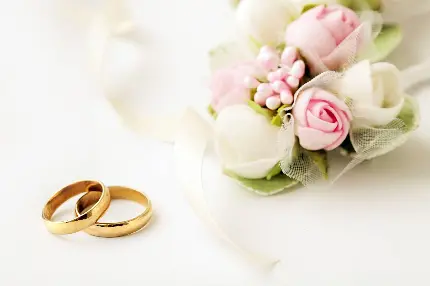 والپیپر محبوب باکیفیت عالی از دستە گل کوچک زیبای عروس و حلقە‌های ازدواج خاص واتساپ