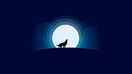 عکس دیجیتالی جذاب از گرگ و ماه مناسب پروفایل 