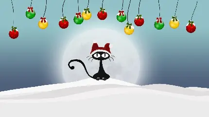 تصویر دیجیتالی گربه بامزه در جشن کریسمس با کیفیت 8k 