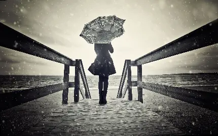 دانلود تصویر دختر زیر باران غم انگیز با کیفیت بالا 