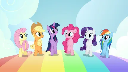 عکس زمینه رنگین کمانی از کارتون معروف My Little Pony