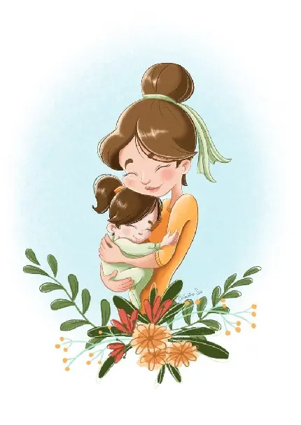 زیباترین نقاشی مادر و فرزند با کیفیت ویژه برای روز مادر