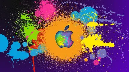 دانلود تصویر زمینه رنگ چکیدە شدە رنگارنگ از سیب گاز گرفتە اپل باکیفیت HD