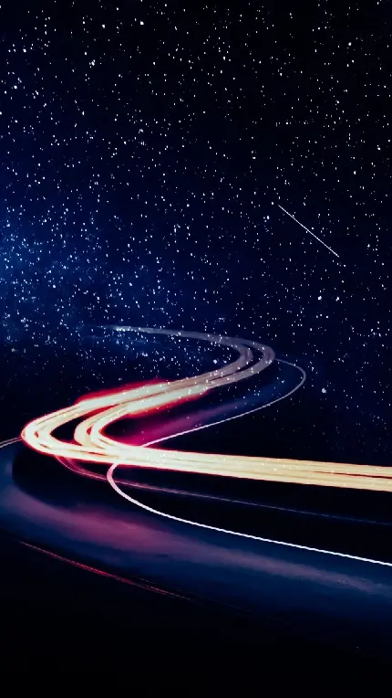 تصویر زمینه جاده رویایی در کهکشان پر ستاره مناسب تلفن همراه آیفون 14