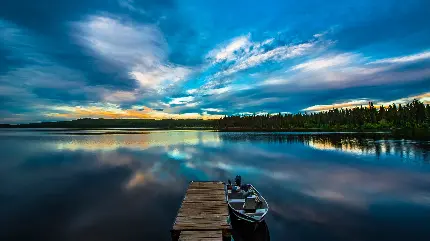 عکس دریاچه آبی و براق اوزارک با کیفیت 12K مناسب ویندوز