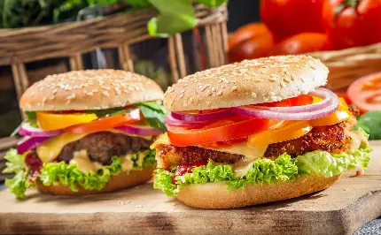 عکس استوک تماشایی از همبرگر و فست فود برای طراحی گرافیکی