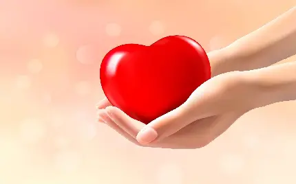 عکس دیجیتالی زیبا قلب گرد و قرمز در دست برای والپیپر ویندوز 11
