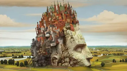 تصویر زیبا از چشم انداز بازی مجسمه ای از قلعه ها