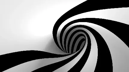 پشت زمینه سه بعدی گرافیکی گرداب سیاه و سفید مناسب ویندوز 11
