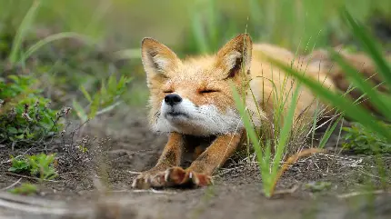دانلود عکس روباهی که دست و پاهایش را کش و قوس می‌دهد