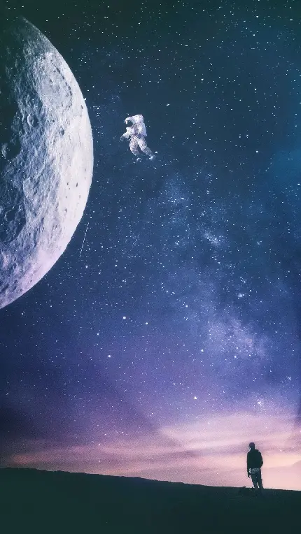 پس زمینه فضانورد معلق در آسمان پرستاره برای والپیپر جی ال ایکس 
