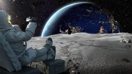 والپیپر تماشایی و‌ تخیلی از فضانورد در فضا برای لپ تاپ