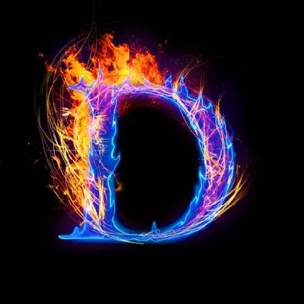 عکس پروفایل دیجیتالی از حرف D با تم آتشین خارق العاده 