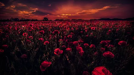 عکس فانتزی خلاقانە از گل‌های شقایق قرمز رنگ وحشی