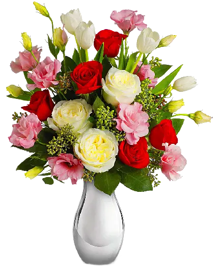 تصویر گرافیکی جالب توجه از گلدان گل شیک و رنگارنگ PNG دوربری شده