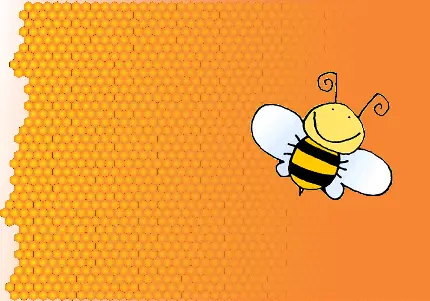 بک گراند بچگانه ویندوز با طرح زنبور عسل و با زمینه نارنجی خوشرنگ