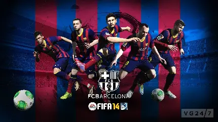 تصویر بازیکنان بارسلونا جهت تبلیغ فیفا 14 