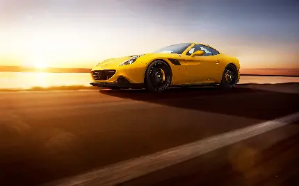 خودروی فراری زرد رنگ در یک نمای ایده آل با کیفیت Full HD 