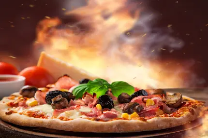 نمای ویژه از پیتزا مکزیکی داغ و تنوری برای اینستاگرام تجاری