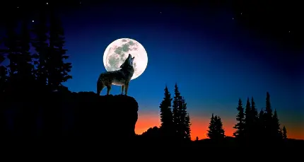 پربیننده ترین بک گراند از زوزه گرگ در امتداد ماه